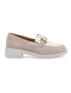 Mocassini beige e oro in vera pelle con catena 24584IGNIS 36