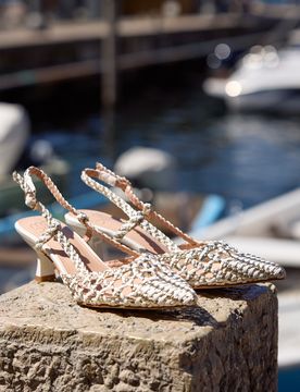 Décolleté slingback bianche intrecciate con tacco basso 1601 40