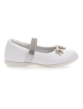 Ballerine con fiori e strass bianche E705 28