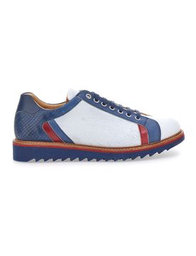 Scarpe Stringate Bianche e Blu In Vera Pelle Made in Italy PT325 43