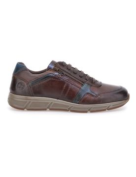 Scarpe da uomo marroni in pelle con zip AM901 46