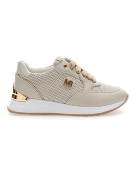 Sneakers Crema con Dettagli Oro e Platform 51021 40