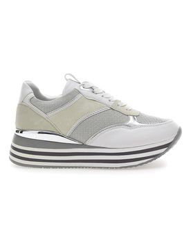 Stringate Bianche con Platform e Tomaia con Brillantini CAFE' COST H1506049 38