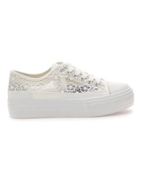 Sneakers bianche in pizzo con suola platform E111 38