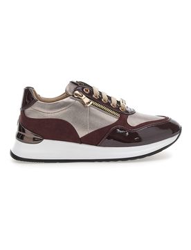 Sneakers bordeaux e beige con zip e dettagli verniciati 51742C1149 36