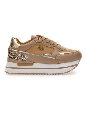 Sneakers beige con zeppa e inserti glitter Burani 51800C1133 37