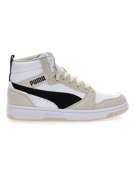 Sneakers bianche e beige mid-cut inserti a contrasto Rebound V6 SD 42