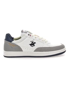 Sneakers bianche e grigie con inserti navy Polo BHM524201 40