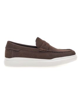 Mocassini caffè slip on con suola bianca C53086 44