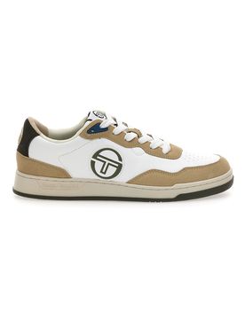 Sneakers bianco e beige con logo laterale STM614205 40