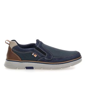 Mocassini Slip on blu con inserti in tessuto 26111012 43