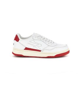 Sneakers bianche e rosse in pelle traforate in punta U1003RM 46