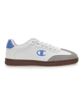 Sneakers Bianche con Logo Azzurro e Suola in Gomma PRESTIGE MIX MATERIAL 40