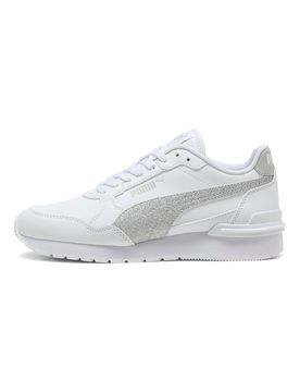 Sneakers bianche con glitter argento ST Runner v4 SL Glitter Jr 37