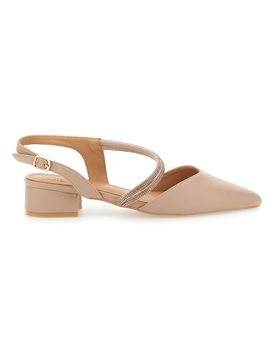 Décolleté Slingback Nude con Punta Sfilata e Cinturino con Strass 883153 39