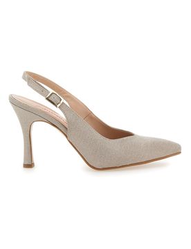 Décolleté Slingback Platino Con Glitter 487 39