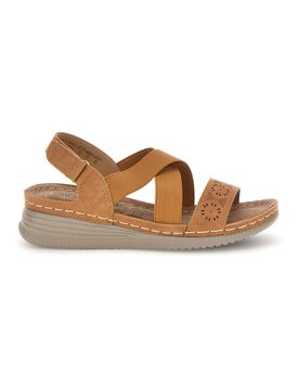 Sandali marroni con zeppa e fasce incrociate Q17751 38