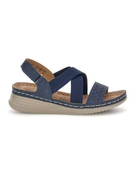 Sandali blu con zeppa e fasce incrociate Q17751 38