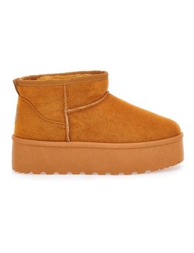 Stivaletti beige effetto pantofola con platform e interno in pelo PK1497C 39