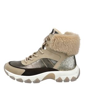 Scarponcini beige con dettagli metallici e pelliccia D31952365555 37