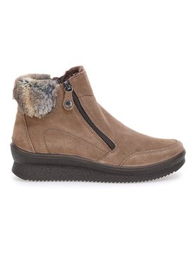 Polacchini beige con zip e interno in pelliccia 8566817152017 38