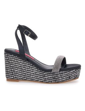 Sandali Nere Con Cinturino e Zeppa 10 cm 1402 38
