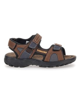 Sandali Marroni Con Strappi in Velcro 1015 37
