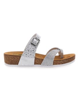 Ciabatte Infradito Bianche e Argento con Sottopiede in Pelle 293A311SR 40