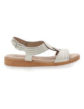 Sandali beige con fasce incrociate e strass LR242939 40