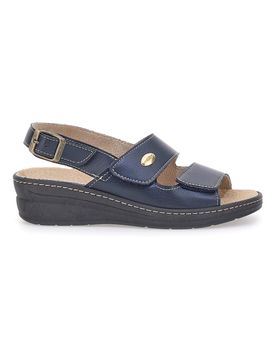Sandali Blu con Cinturino e Sottopiede in Pelle 182 41