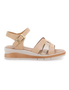 Sandali beige con cinturino e zeppa leggera 405 36