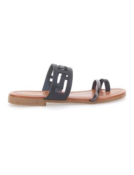 Sandali Neri Flat con Dettagli Geometrici Traforati 24F 39