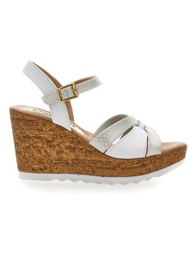 Sandali Bianchi e Oro con Zeppa Alta MK24731 39
