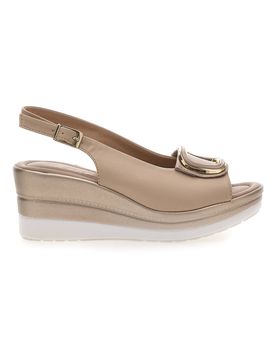 Sandali beige con zeppa e maxi fibbia MK3197352 39