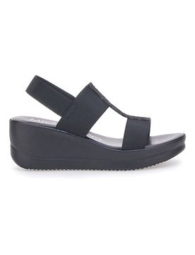 Sandali Neri Con Zeppa Elasticizzati 2210/9738 36