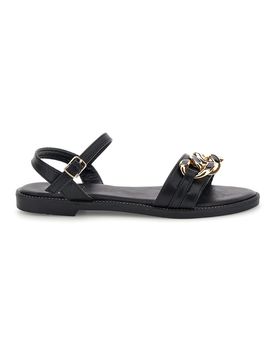 Sandali nero con catena decorativa PRE5384 40