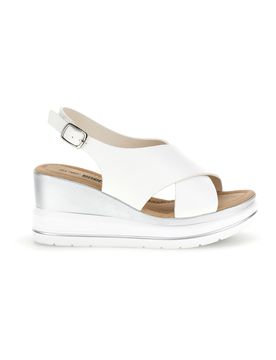 Sandali Bianchi con zeppa e fasce incrociate E423 37