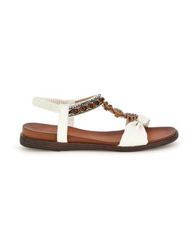 Sandali bianchi con dettagli gioiello e cinturino elasticizzato Quanna mel 560319 39