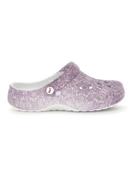 Ciabatte clog viola traforate con stampa 5 39