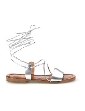 Sandali argento in vera pelle con lacci 711BIS 36