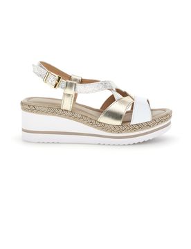 Sandali bianchi e oro con zeppa MK3234109 38