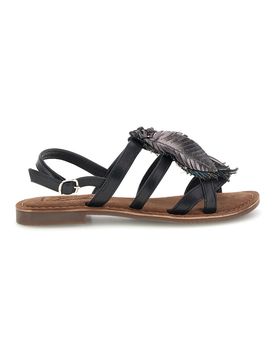 Sandali neri in vera pelle con frange e decoro frontale IF8162 37