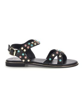 Sandali neri in vera pelle con borchie multicolor IF6980 38