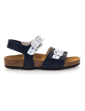 Sandali blu con cinturini stampati e plantare preformato 257A066SR 34