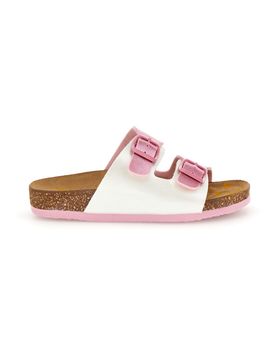 Ciabatte bianche e rosa con doppia fibbia 257A206SR 31