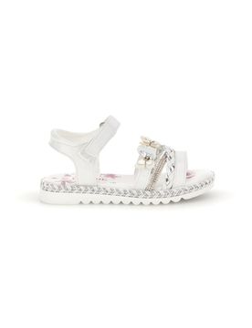 Sandali bianchi con farfalle e strass 15022 28