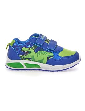 Scarpe blu e verdi con luci e doppio strappo Dinosaur S8020203T 26