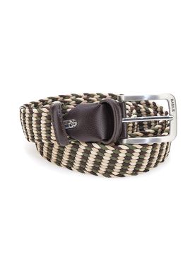 Cintura intrecciata verde e beige elastica taglia unica BA1346/ELASTICO