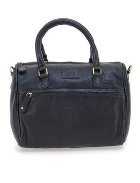 Borsa a mano nera in vera pelle artigianale con tracolla BA3674DX