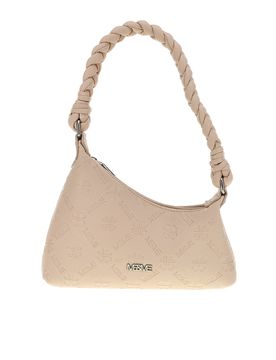 Borsa beige con manico intrecciato L4743